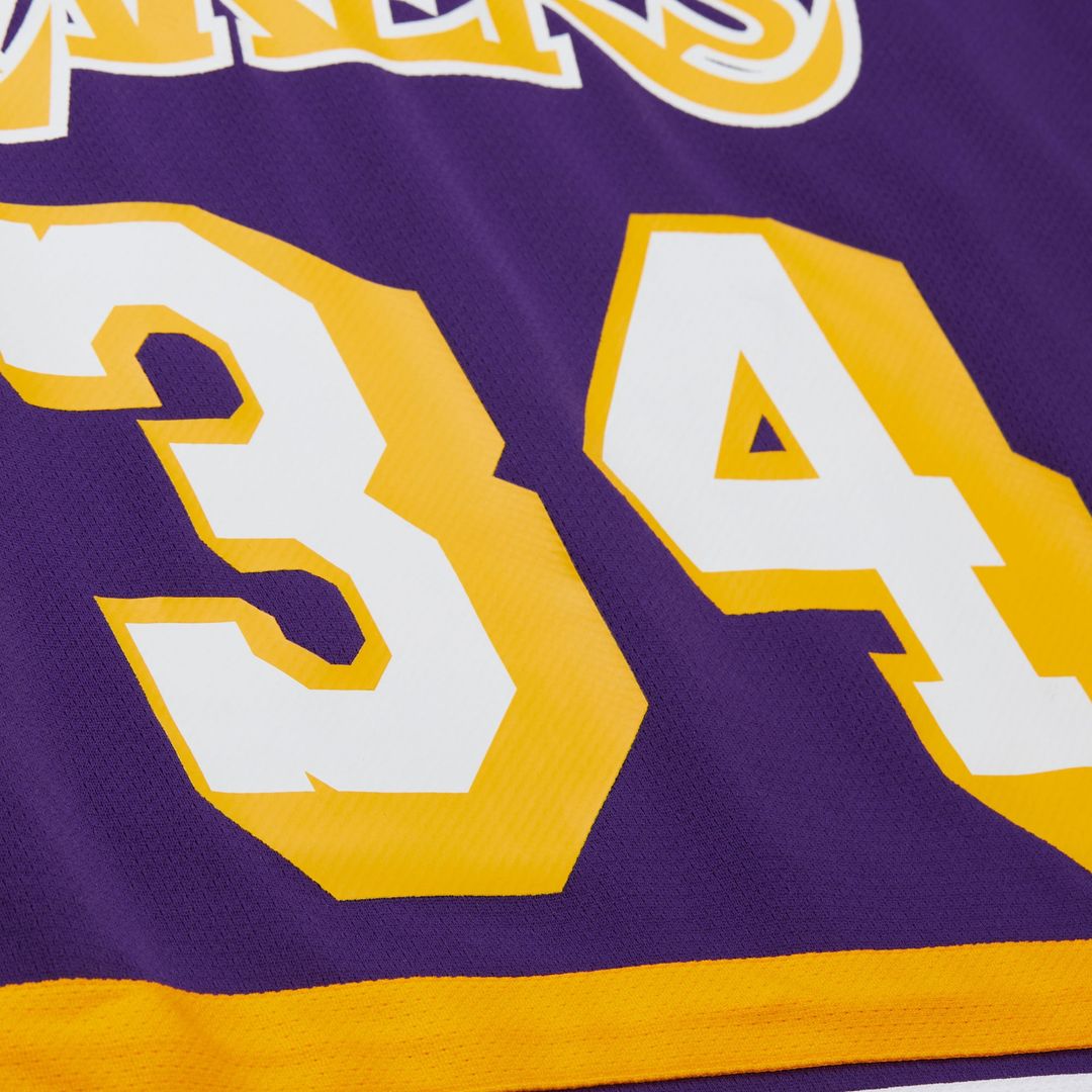 Los Angeles Lakers Shaquille O'Neal Mitchell & Ness Unisex Maxxed Out Fashion Hockey Jersey - Purple