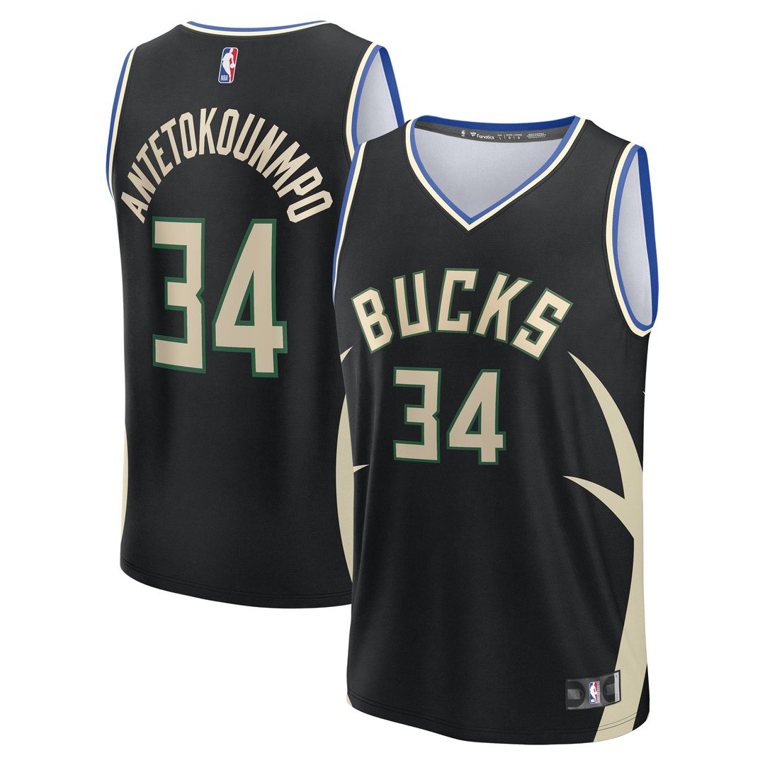 Milwaukee Bucks Giannis Antetokounmpo Fanatics Youth Fast Break Replica Player Jersey - Statement Edition - Black