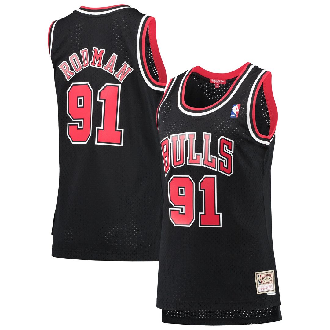 Chicago Bulls Dennis Rodman Mitchell & Ness Women's Hardwood Classics Swingman Jersey - Black