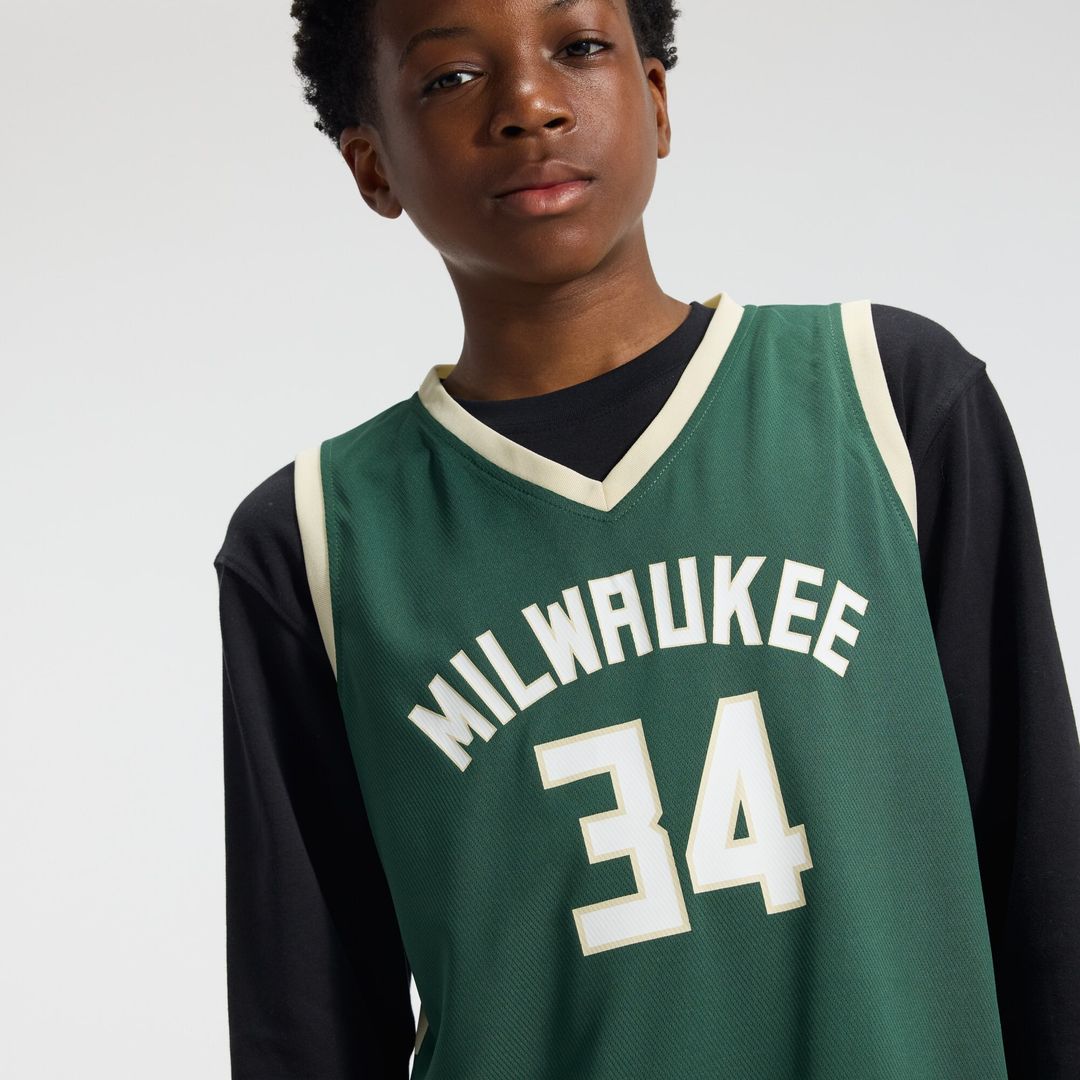 Milwaukee Bucks Giannis Antetokounmpo Fanatics Youth Fast Break Replica Player Jersey - Icon Edition - Hunter Green