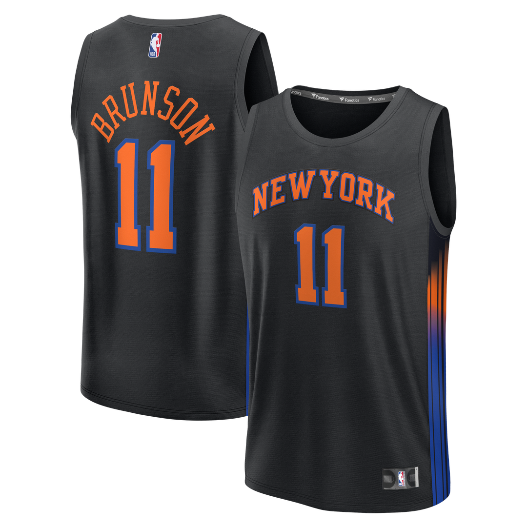 New York Knicks Jalen Brunson Fanatics Youth Fast Break Jersey - Statement Edition - Black