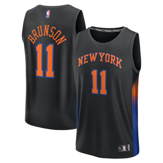 New York Knicks Jalen Brunson Fanatics Youth Fast Break Jersey - Statement Edition - Black