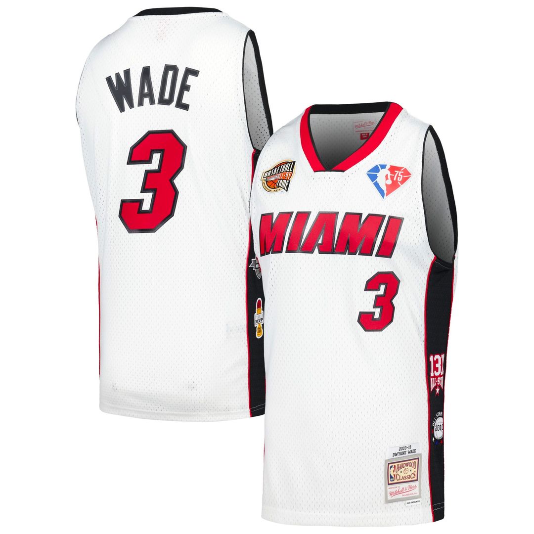 Miami Heat Dwyane Wade Mitchell & Ness Unisex Hall of Fame Class of 2023 Throwback Swingman Jersey - White