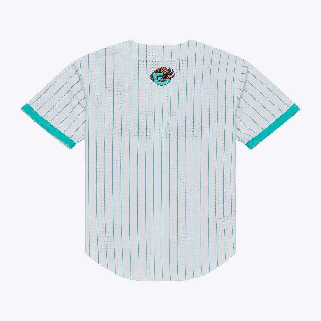 Memphis Grizzlies Mitchell & Ness Head Coach Pinstripe Mesh Full - Button Baseball Jersey - White