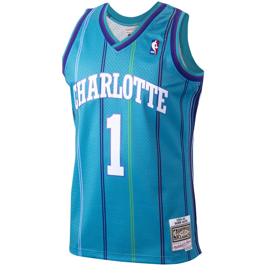 Charlotte Hornets Baron Davis Mitchell & Ness 1999/00 Hardwood Classics Swingman Jersey - Teal