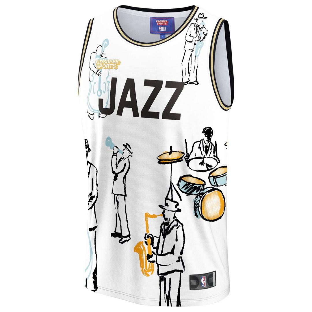 Utah Jazz NBA & KidSuper Studios by Fanatics Unisex Hometown Jersey - White