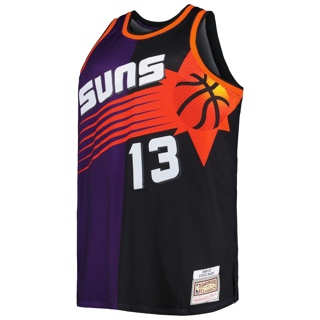 Phoenix Suns Steve Nash Mitchell & Ness Big & Tall Hardwood Classics 1996/97 Split Swingman Jersey - Purple/Black