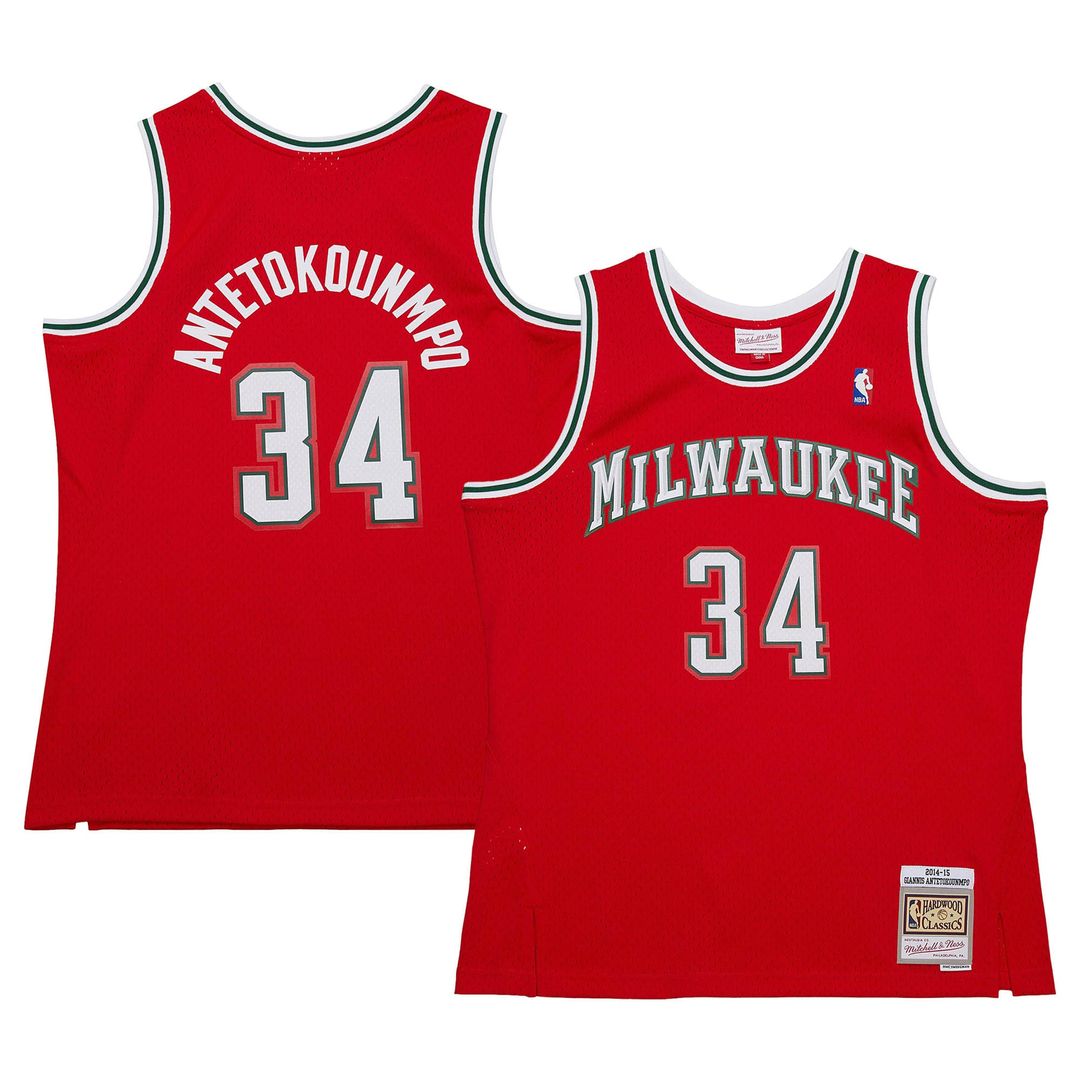 Milwaukee Bucks Giannis Antetokounmpo Mitchell & Ness 2013/14 Hardwood Classics Swingman Jersey - Hunter Green