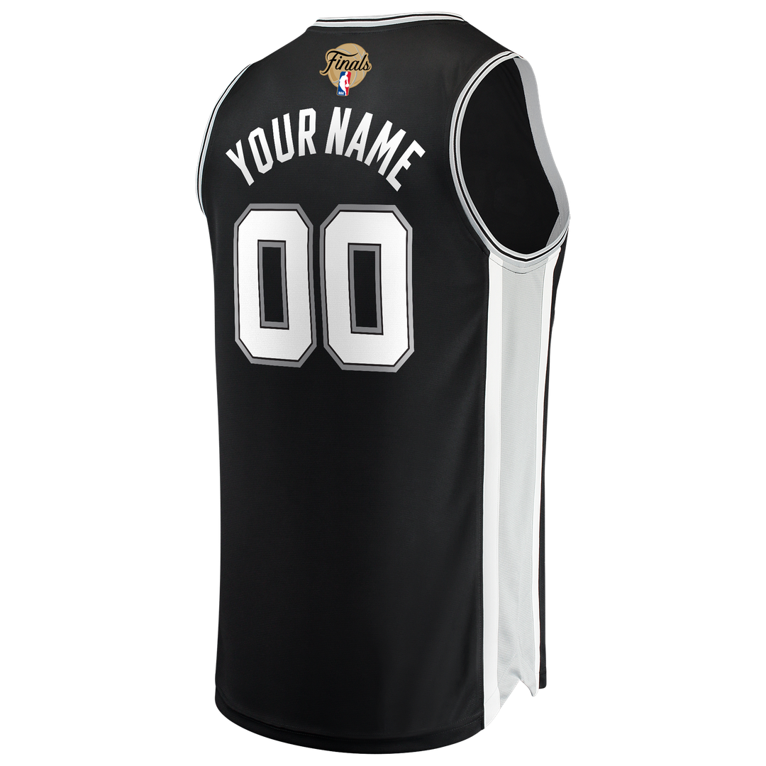 San Antonio Spurs Fanatics 2026 NBA Finals Patch Fast Break Custom Jersey - Black - Icon Edition
