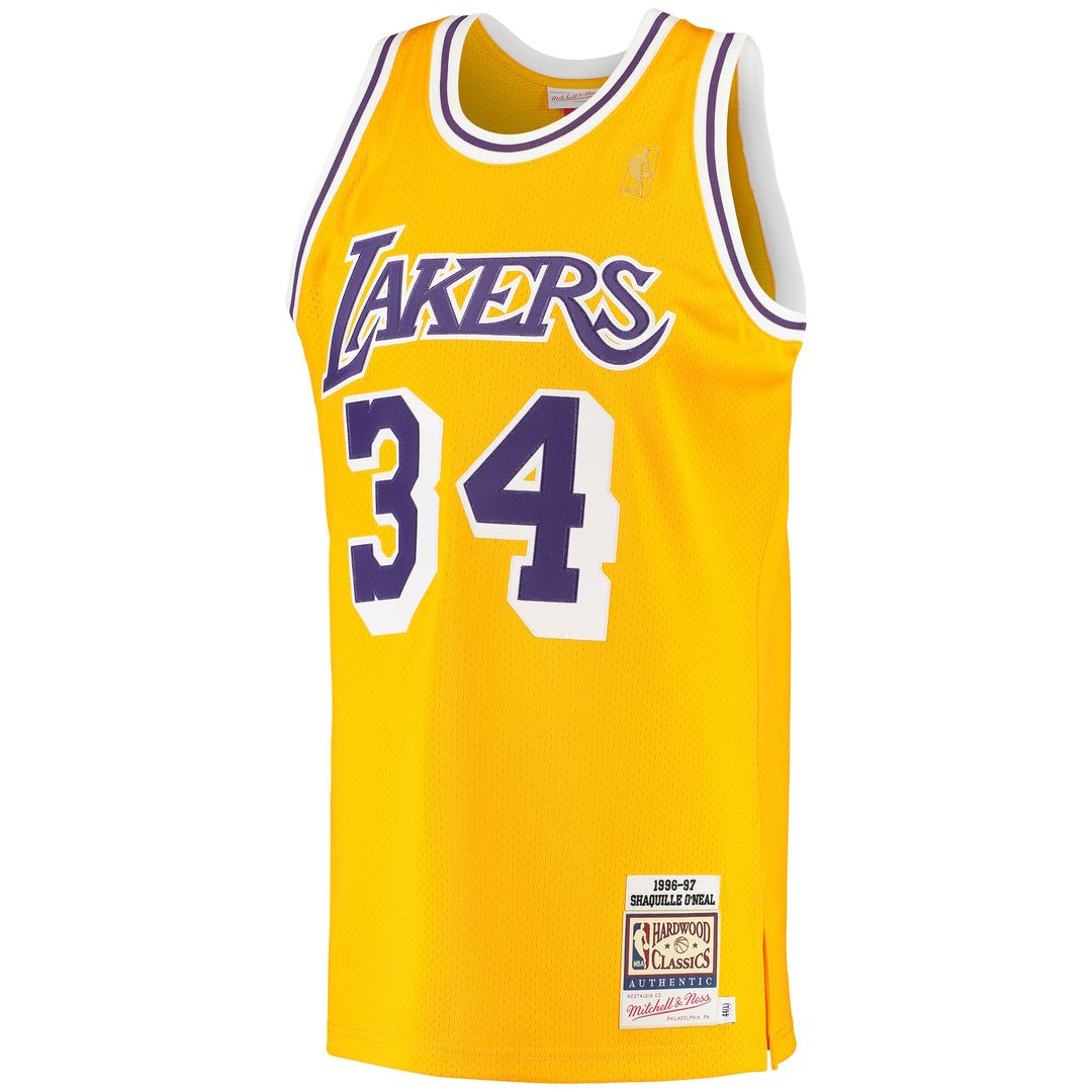 Los Angeles Lakers Shaquille O'Neal Mitchell & Ness 1996/97 Hardwood Classics Authentic Jersey - Gold