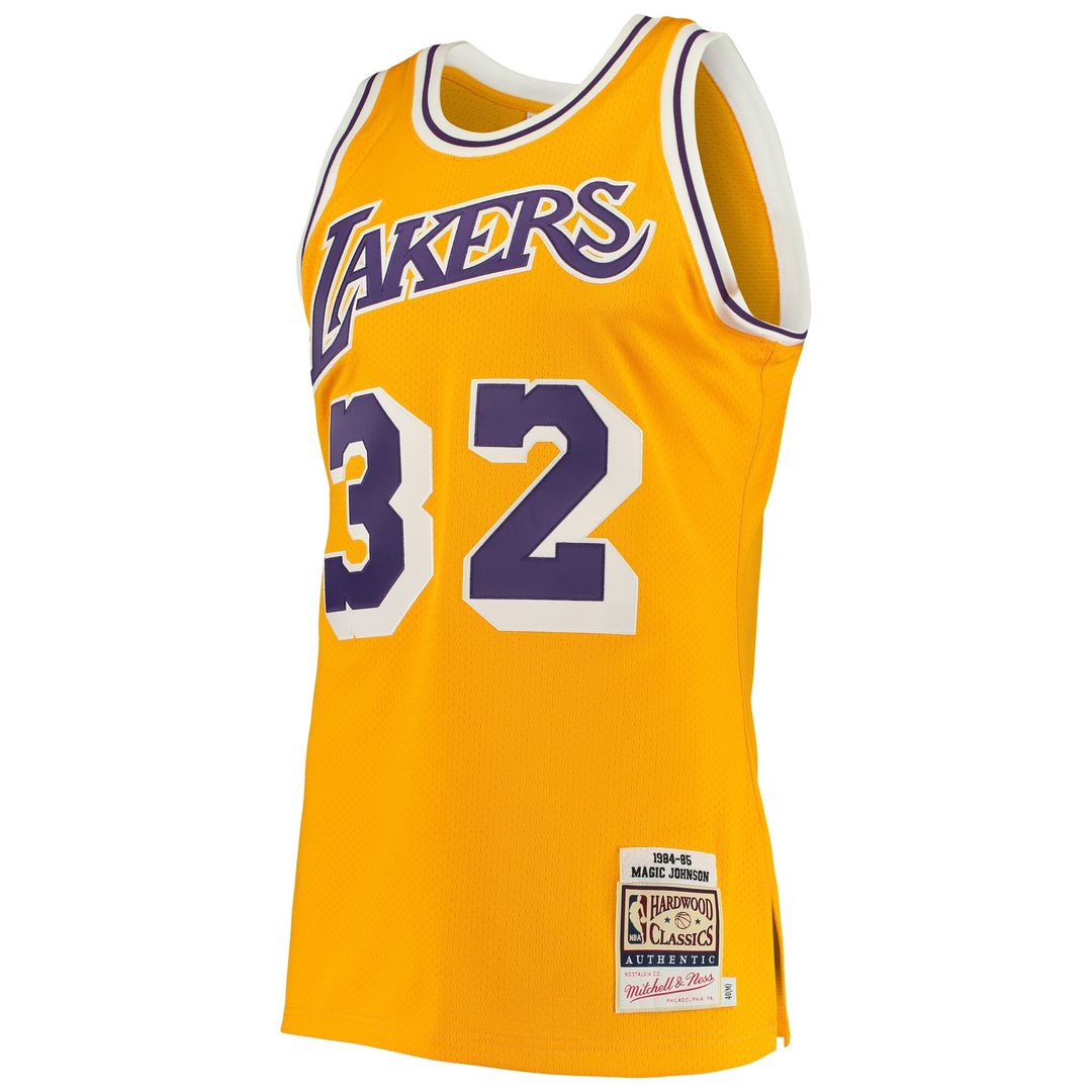 Los Angeles Lakers Magic Johnson Mitchell & Ness 1984/85 Hardwood Classics Authentic Jersey - Purple