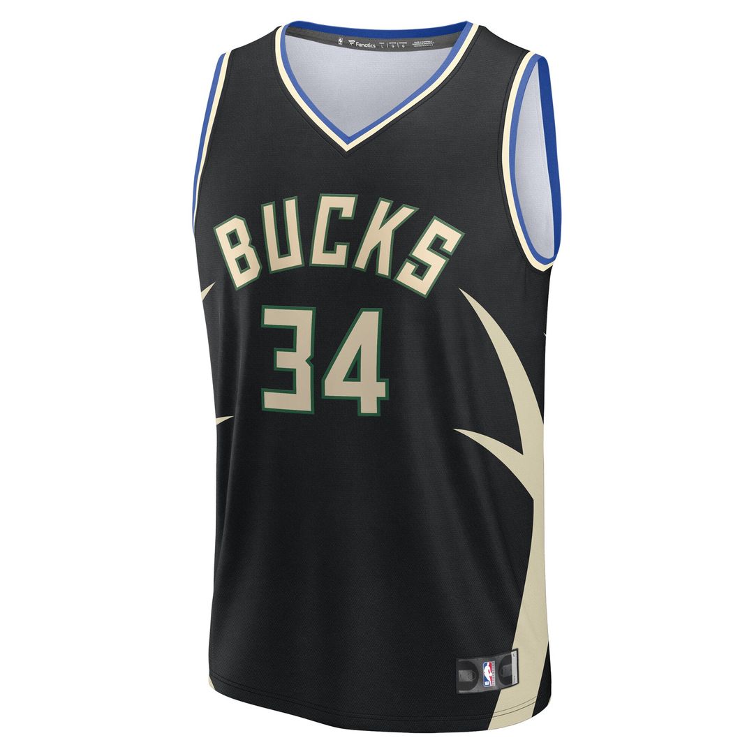 Milwaukee Bucks Giannis Antetokounmpo Fanatics Youth Fast Break Replica Player Jersey - Statement Edition - Black