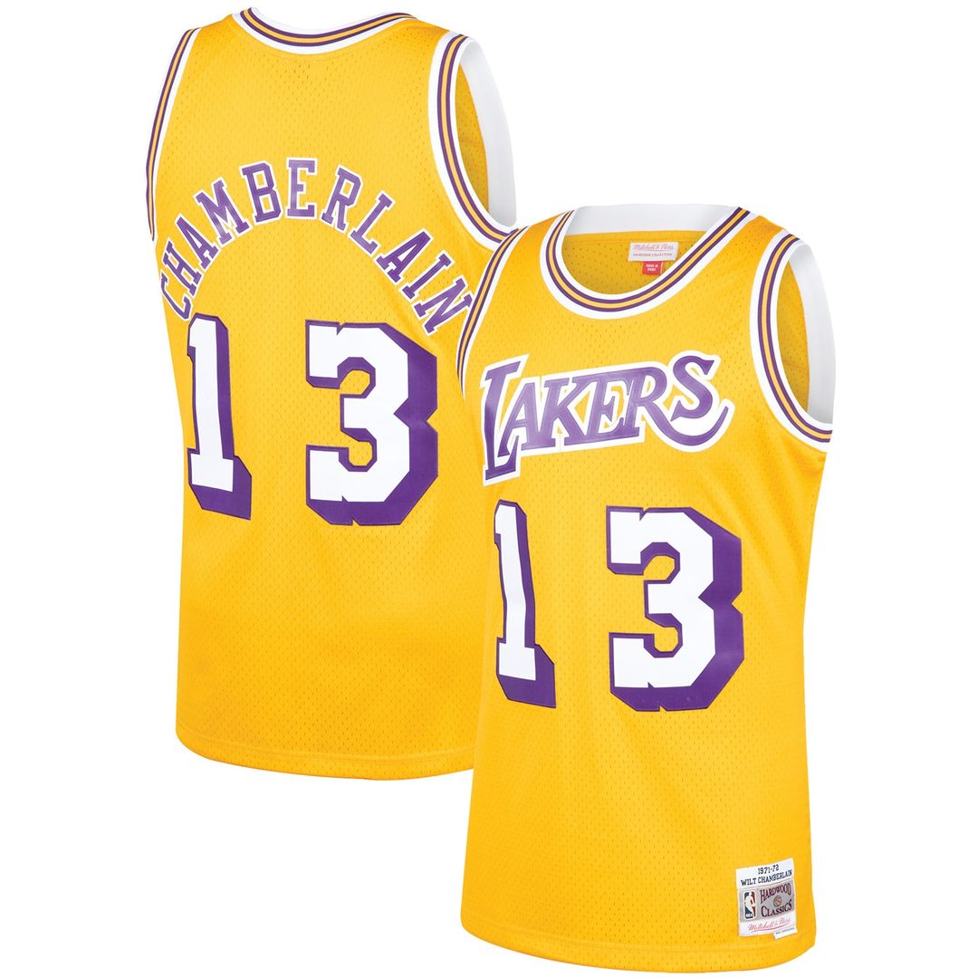 Los Angeles Lakers Wilt Chamberlain Mitchell & Ness 1971/72 Hardwood Classics Swingman Jersey - Gold