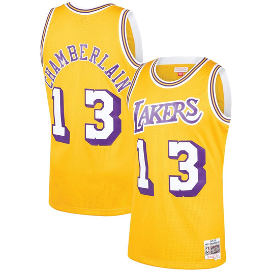 Los Angeles Lakers Wilt Chamberlain Mitchell & Ness 1971/72 Hardwood Classics Swingman Jersey - Gold