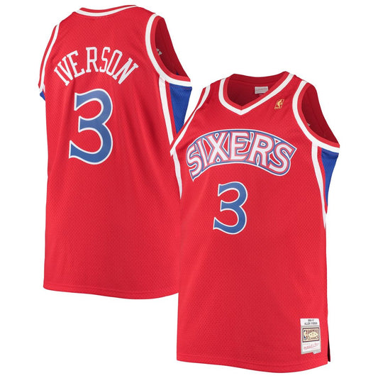 Philadelphia 76ers Allen Iverson Mitchell & Ness 1996/97 Big & Tall Hardwood Classics Swingman Jersey - Red