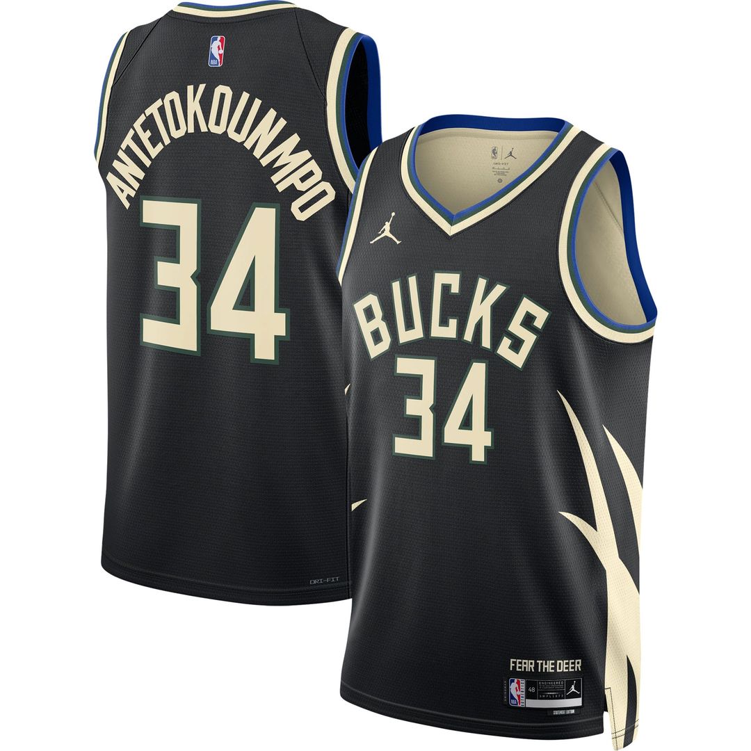 Milwaukee Bucks Giannis Antetokounmpo Jordan Brand Unisex Swingman Jersey - Statement Edition - Black