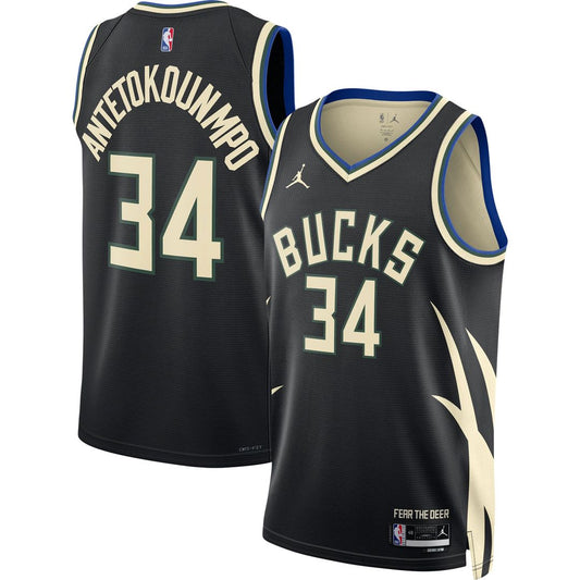 Milwaukee Bucks Giannis Antetokounmpo Jordan Brand Unisex Swingman Jersey - Statement Edition - Black