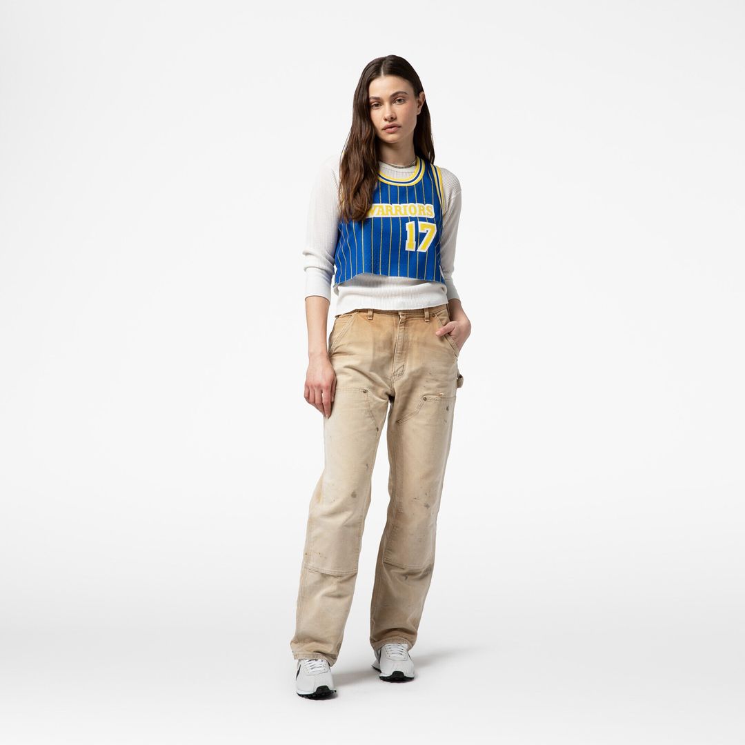 Golden State Warriors Chris Mullin Mitchell & Ness x DANNIJO Women's Fashion Cropped Basketball Jersey - Royal