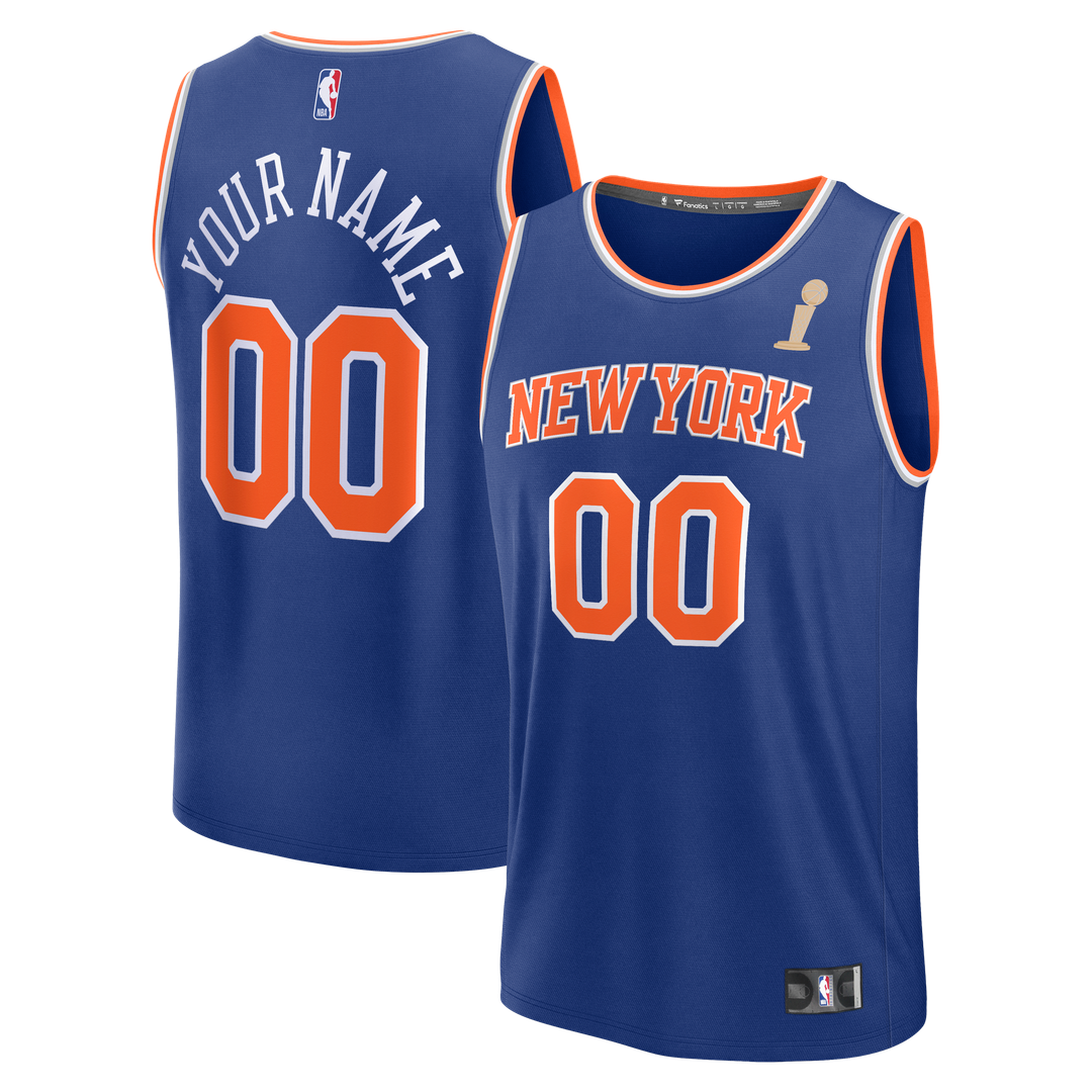 New York Knicks Fanatics 2026 NBA Finals Champions Fast Break Custom Jersey - Icon Edition - Blue