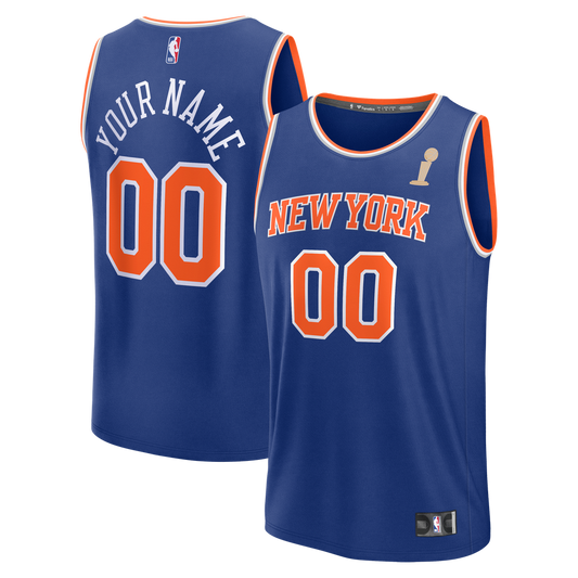 New York Knicks Fanatics 2026 NBA Finals Champions Fast Break Custom Jersey - Icon Edition - Blue