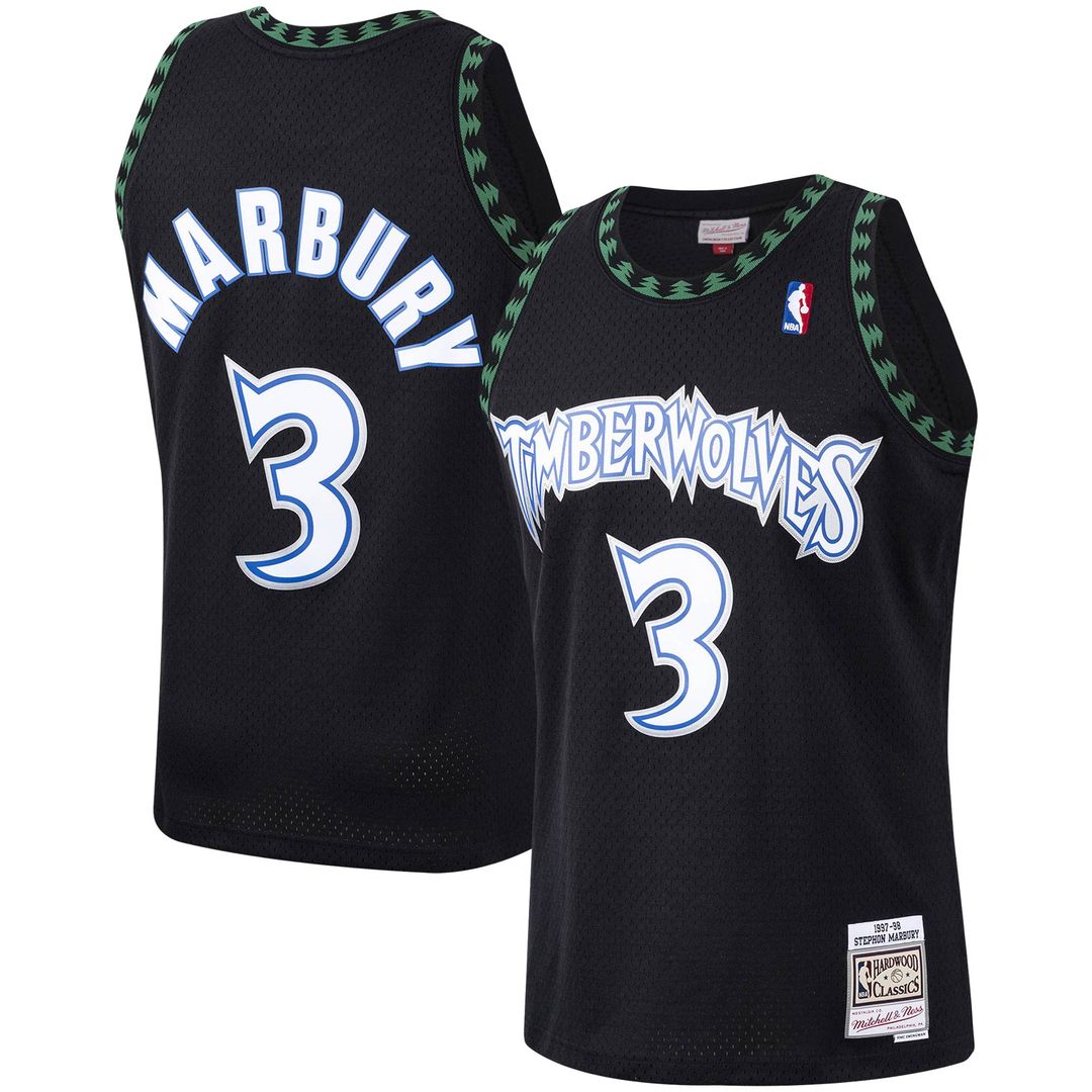 Minnesota Timberwolves Stephon Marbury Mitchell & Ness 1997/98 Hardwood Classics Swingman Jersey - Black