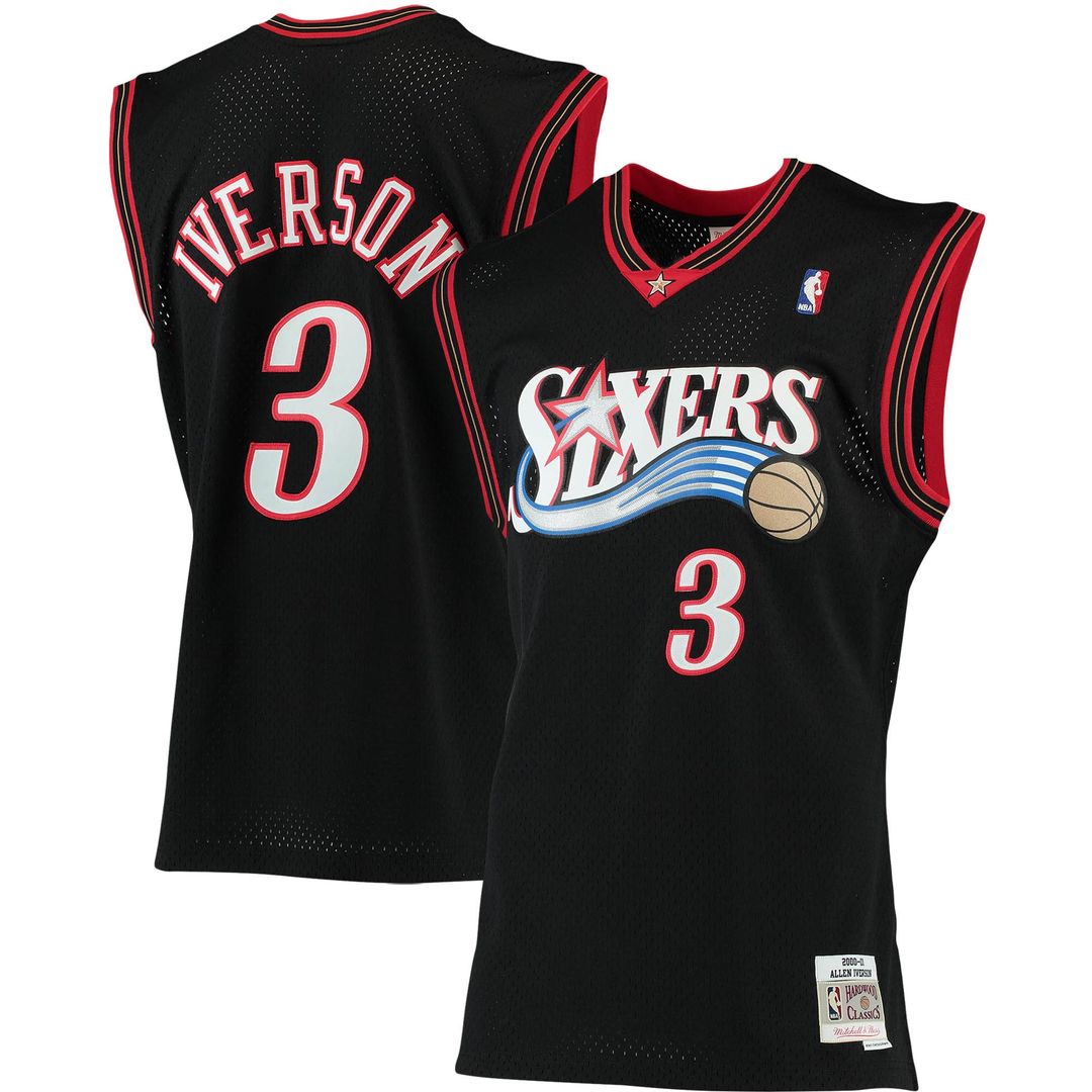 Philadelphia 76ers Allen Iverson Mitchell & Ness 2000/01 Big & Tall Hardwood Classics Swingman Jersey - Black