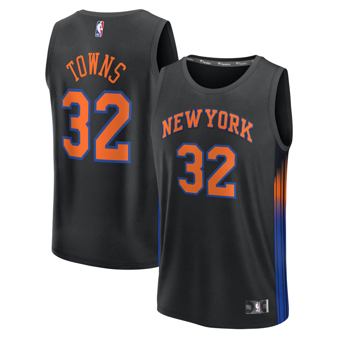 New York Knicks Karl - Anthony Towns Fanatics Youth Fast Break Jersey - Statement Edition - Black
