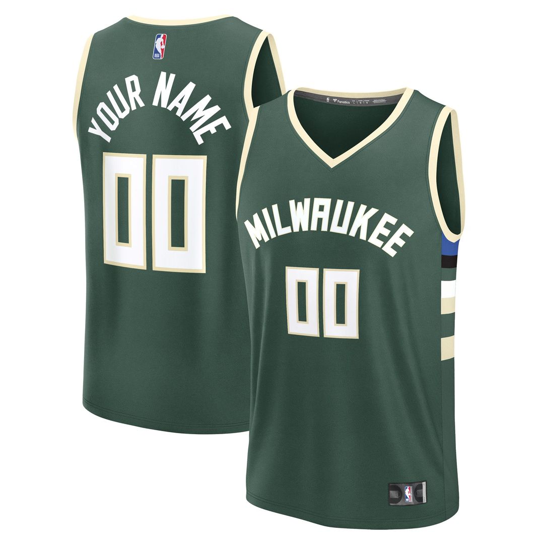 Milwaukee Bucks Fanatics Fast Break Custom Jersey - Icon Edition - Green