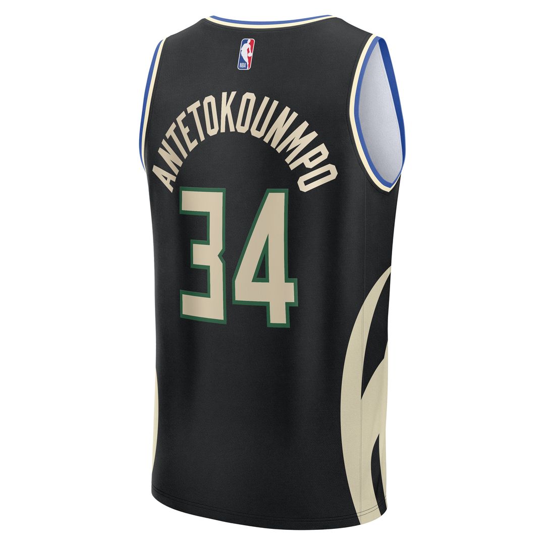 Milwaukee Bucks Giannis Antetokounmpo Fanatics Youth Fast Break Replica Player Jersey - Statement Edition - Black
