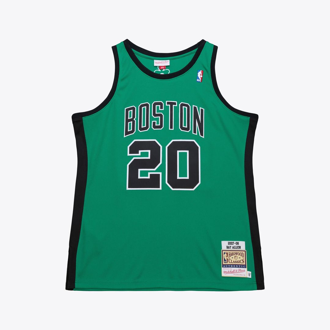 Boston Celtics Ray Allen Mitchell & Ness 2007 - 08 Hardwood Classics Authentic Jersey - Kelly Green