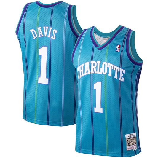 Charlotte Hornets Baron Davis Mitchell & Ness 1999/00 Hardwood Classics Swingman Jersey - Teal