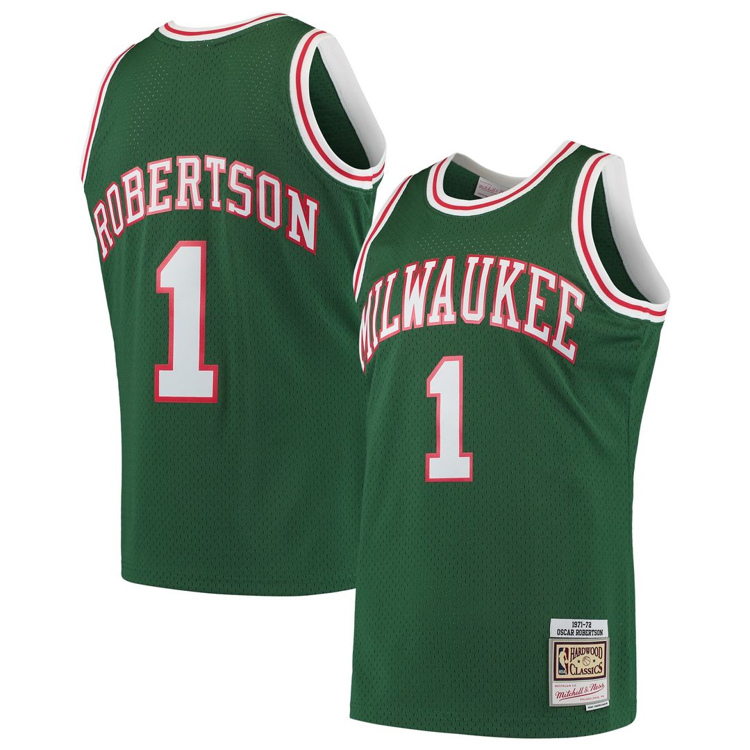 Milwaukee Bucks Oscar Robertson Mitchell & Ness 1971/72 Hardwood Classics Swingman Jersey - Green