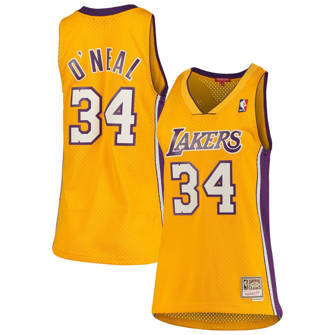 Los Angeles Lakers Shaquille O'Neal Mitchell & Ness Women's 1999/00 Hardwood Classics Swingman Jersey - Gold