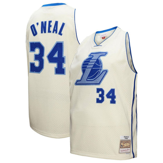 Los Angeles Lakers Shaquille O'Neal Mitchell & Ness Chainstitch Swingman Jersey - Cream