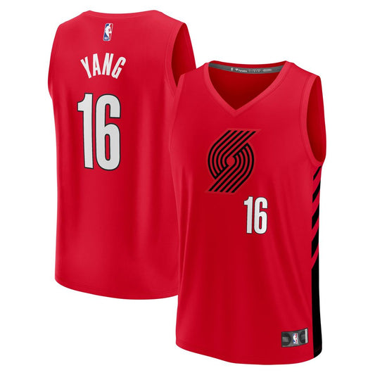Portland Trail Blazers Yang Hansen Fanatics Fast Break Replica Jersey - Red - Statement Edition