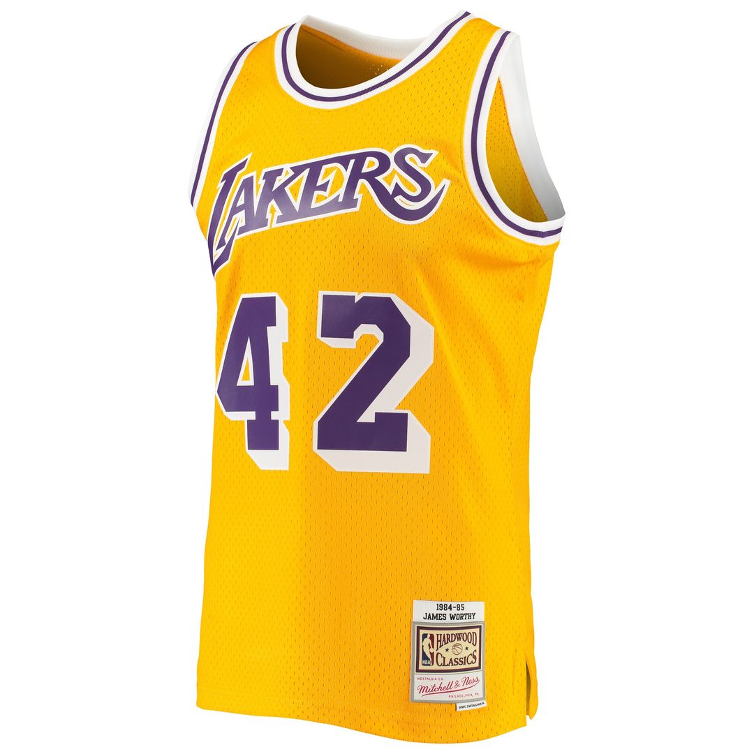 Los Angeles Lakers James Worthy Mitchell & Ness 1984/85 Hardwood Classics Swingman Jersey - Gold
