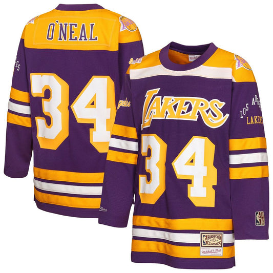 Los Angeles Lakers Shaquille O'Neal Mitchell & Ness Youth Maxxed Out 2.0 Fashion Hockey Jersey - Purple