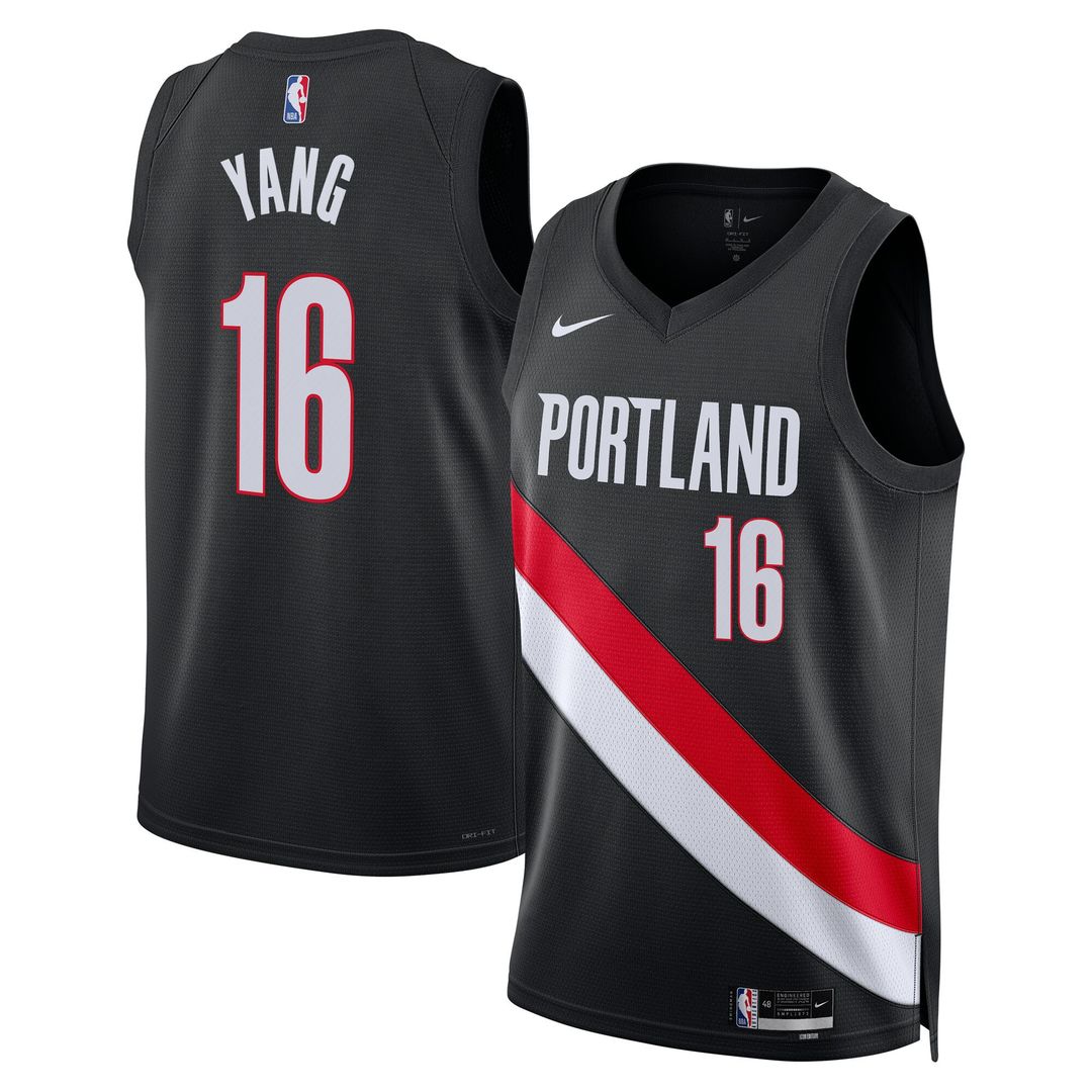 Portland Trail Blazers Yang Hansen Nike Unisex Swingman Jersey - Icon Edition - Black