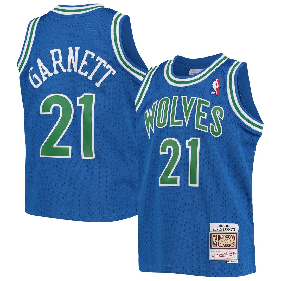 Minnesota Timberwolves Kevin Garnett Mitchell & Ness Youth 1995 - 96 Hardwood Classics Swingman Jersey - Blue
