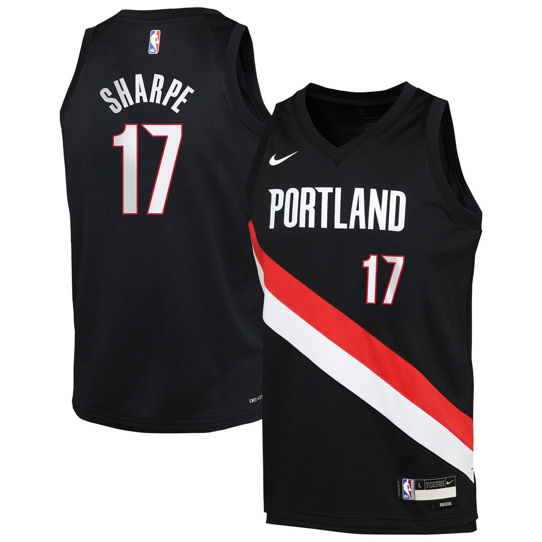 Portland Trail Blazers Shaedon Sharpe Nike Youth Icon Edition Swingman Jersey - Black