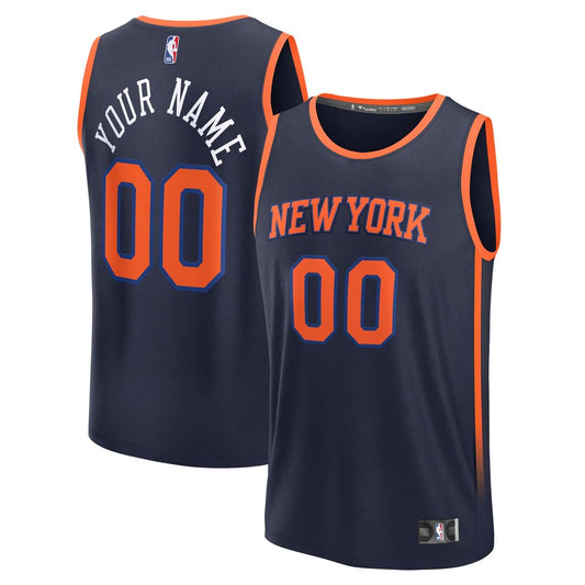 New York Knicks Fanatics Fast Break Custom Jersey - Statement Edition - Navy