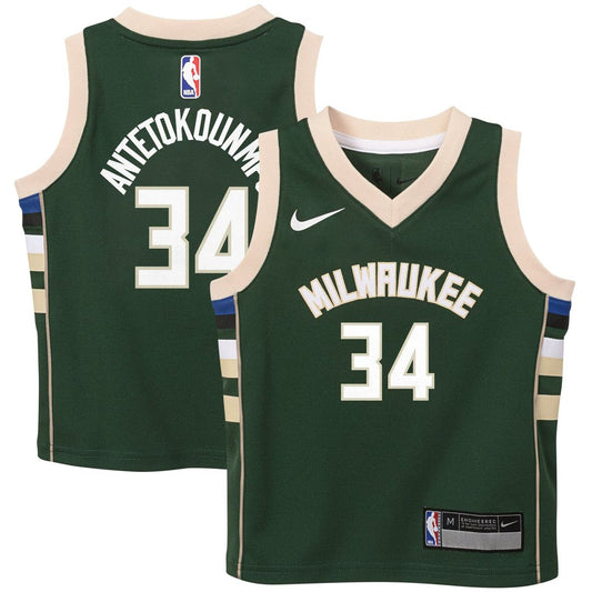 Milwaukee Bucks Giannis Antetokounmpo Nike Preschool Swingman Player Jersey - Icon Edition - Hunter Green