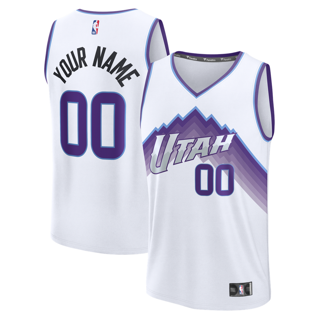 Utah Jazz Fanatics Fast Break Replica Custom Jersey - White - Association Edition