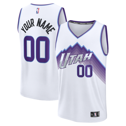 Utah Jazz Fanatics Fast Break Replica Custom Jersey - White - Association Edition