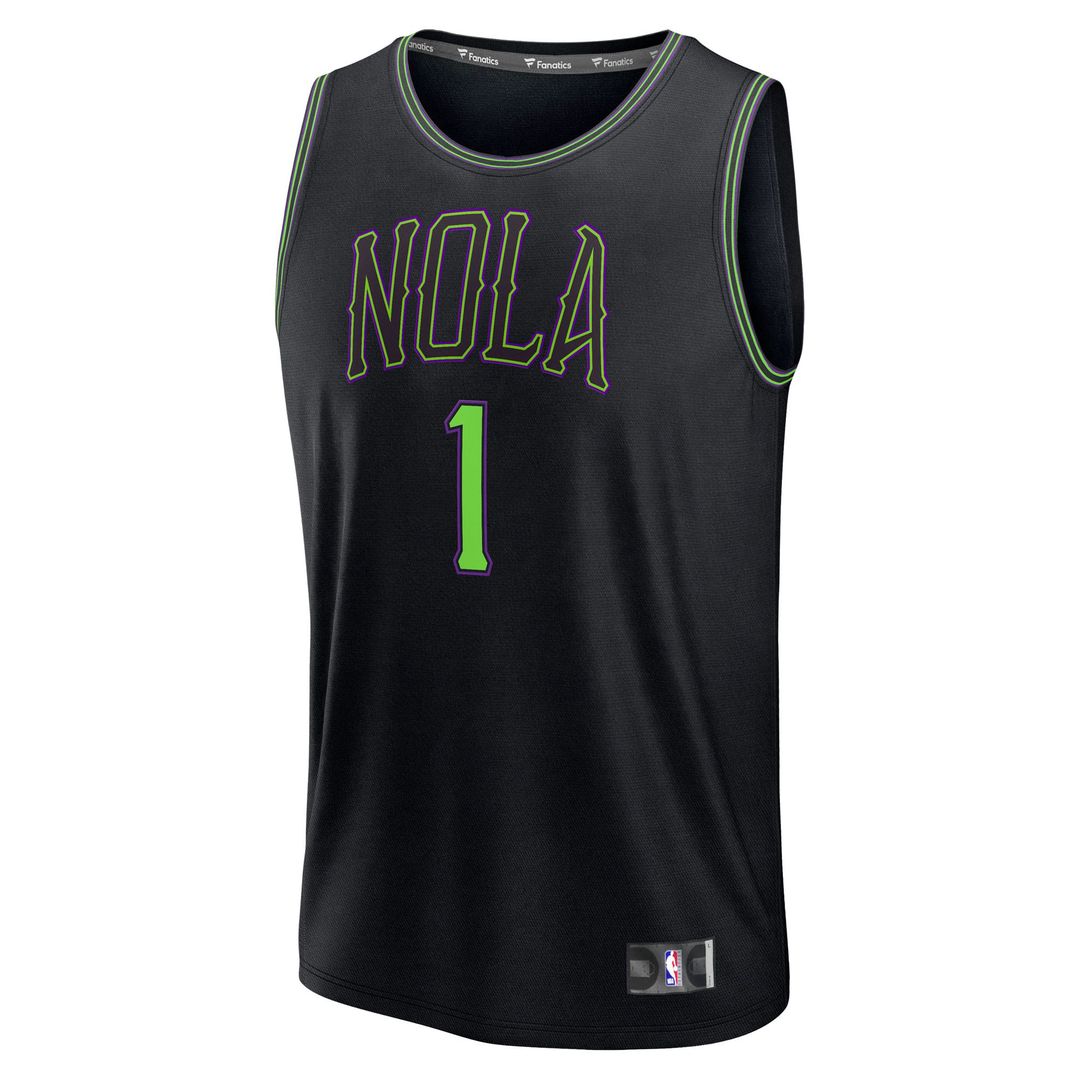 New Orleans Pelicans Zion Williamson Fanatics Youth Fast Break Jersey - City Edition - Black