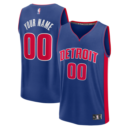 Detroit Pistons Fanatics Youth Fast Break Custom Jersey - Icon Edition - Blue