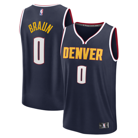 Denver Nuggets Christian Braun Fanatics Fast Break Replica Jersey - Icon Edition - Navy