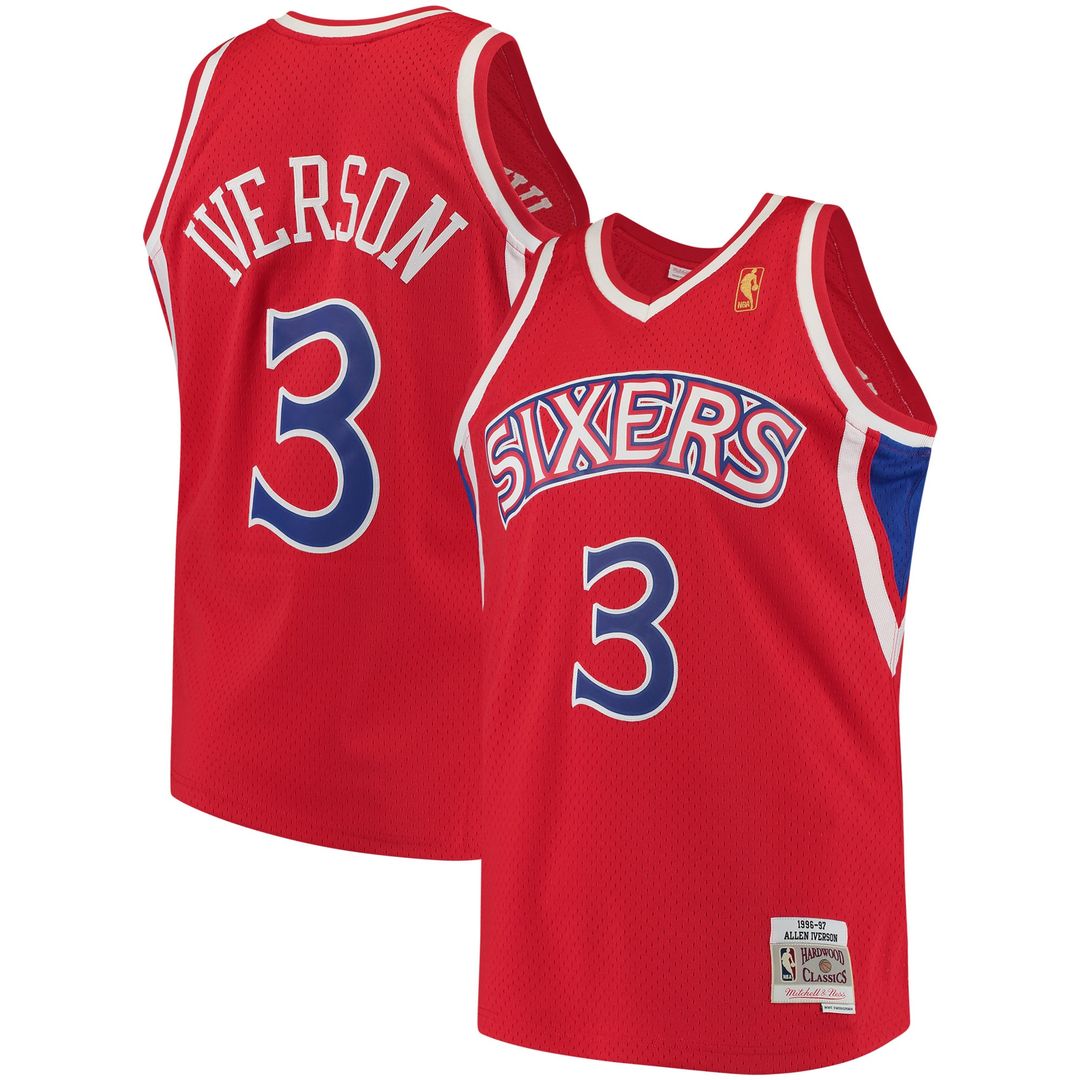 Philadelphia 76ers Allen Iverson Mitchell & Ness 1996/97 Hardwood Classics Swingman Jersey - Red