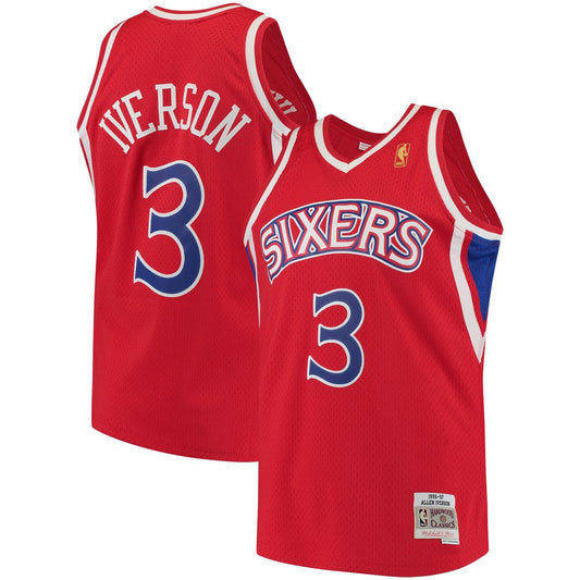 Philadelphia 76ers Allen Iverson Mitchell & Ness 1996/97 Hardwood Classics Swingman Jersey - Red