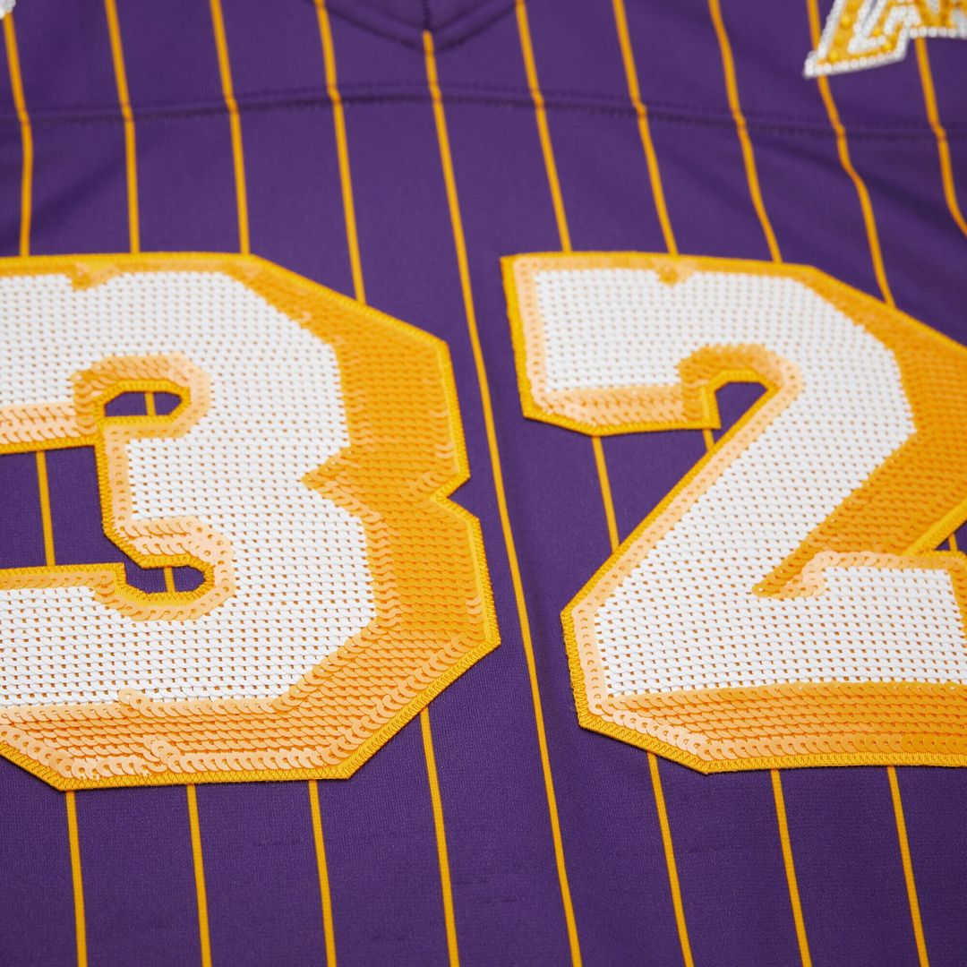 Los Angeles Lakers Magic Johnson Mitchell & Ness x DANNIJO Women's Cropped Football Fashion Jersey - Purple
